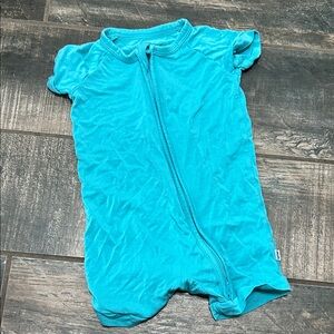 Little Sleepies Short-Sleeve Zipper One-Piece - Turquoise